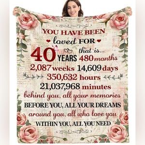 40th Birthday Gifts for Women 1983 Blanket 40 Year Old Birthday Gift. NIP.